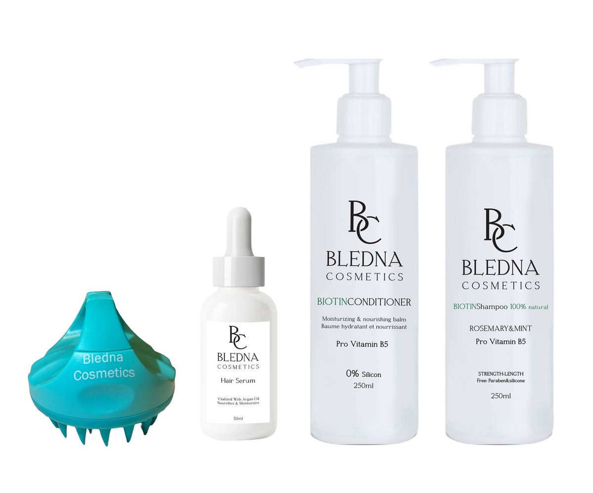 Pack Shampooing + Conditionneur + Sérum + Brosse - fond transparent